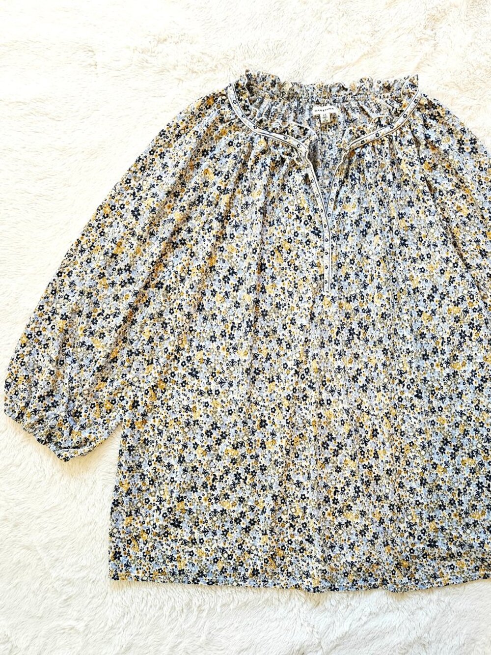Max Studio Plus Size 2X Women's Floral Peasant Blouse Top 3/4 Sleeve Boho Casual